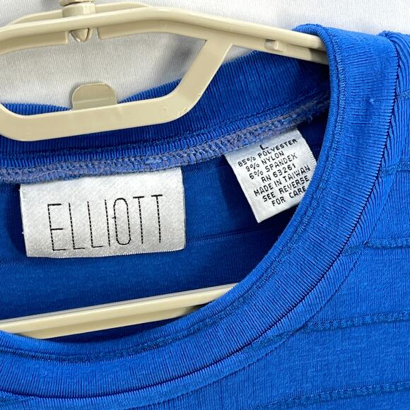 Elliot Top Womens Size Large L Blue Striped Long Sleeve Minimalist Retro FLAW - Picture 4 of 6